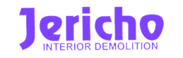 A purple logo for Jericho Demolition in Dallas.