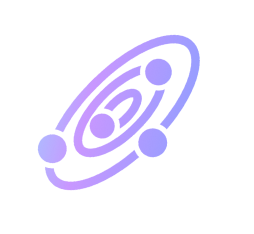 Purple icon of a solar system.