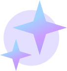 Image of a gray circle with two stars one smaller than the other one.