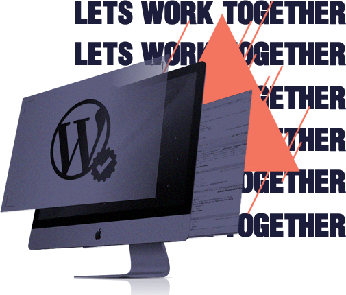 Image of purple desktop with Wordpess logo